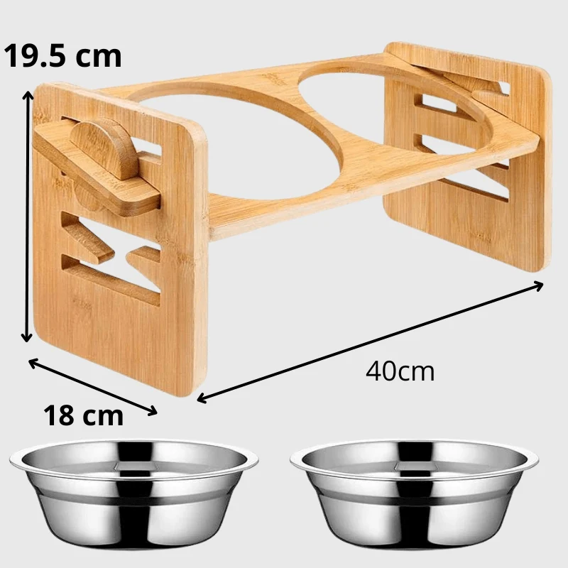 Support Gamelle Bois Surélevé Double Gros Chien