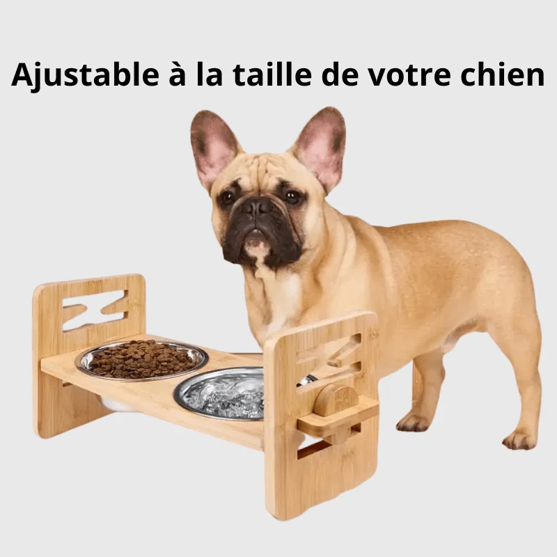 Support Gamelle Bois Surélevé Double Gros Chien