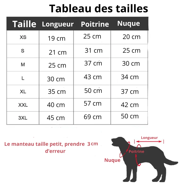 Manteau Doudoune Hiver Imperméable Gros Chien