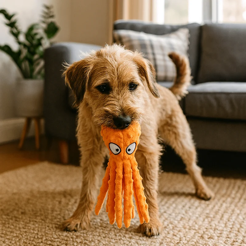 Doudou Pieuvre Peluche Chien 4 Coloris