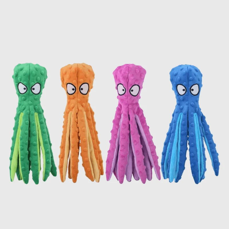 Doudou Pieuvre Peluche Chien 4 Coloris