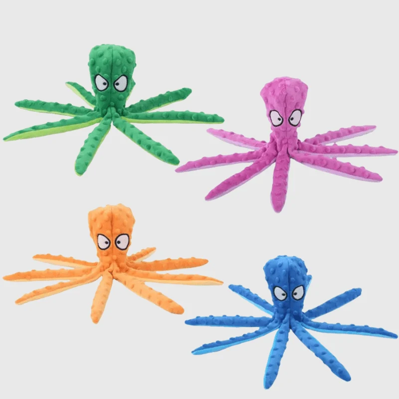 Doudou Pieuvre Peluche Chien 4 Coloris