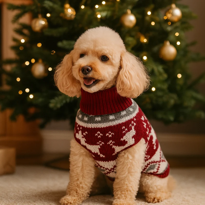 Pull Noël Tricot Petit Chien Hiver