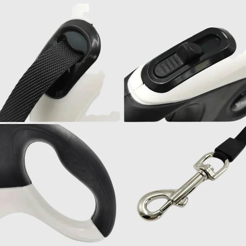 Laisse Rétractable Noire Chien 3-8m Frein