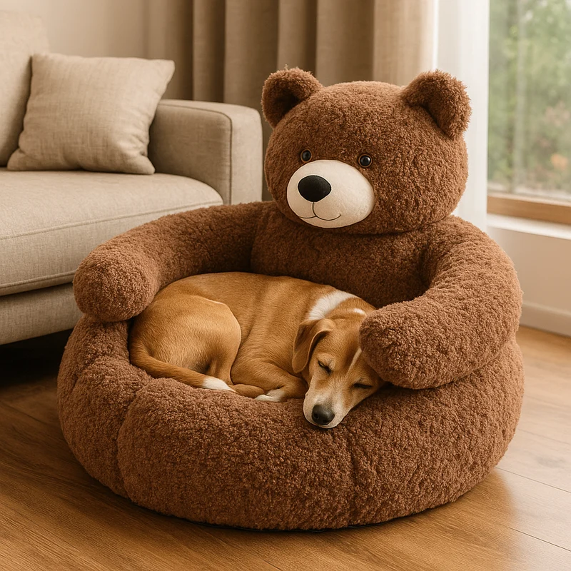 Coussin Apaisant Ours Brun Gros Chien