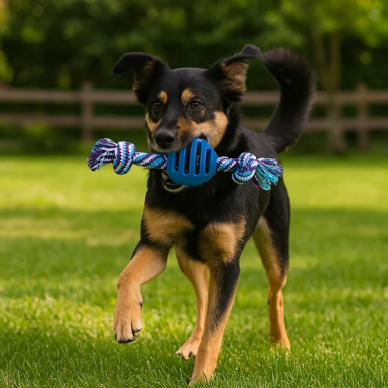 Balle Corde Lanceur Gros Chien 18cm