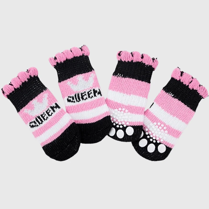 Chaussette Antidérapante Rose Queen Chien