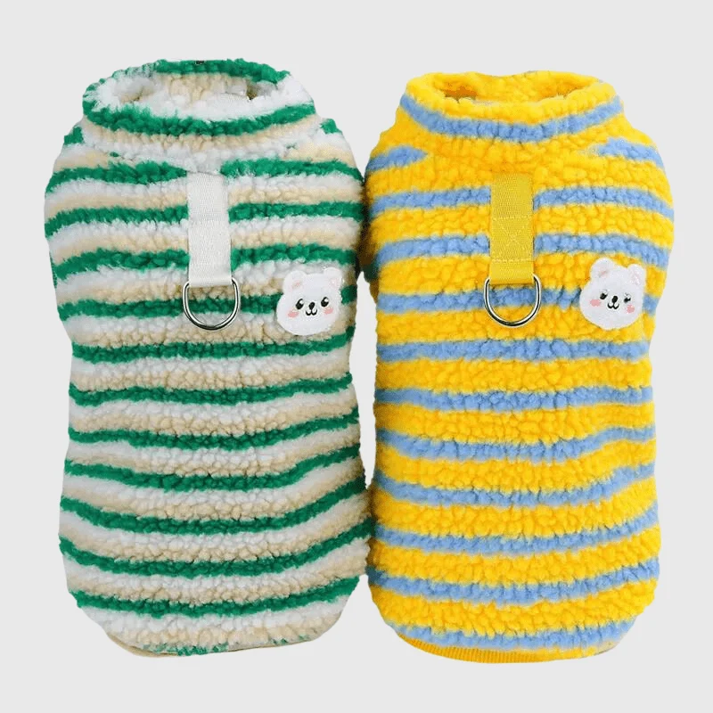 Pull Hiver Grand Chien Jaune Vert Chaud