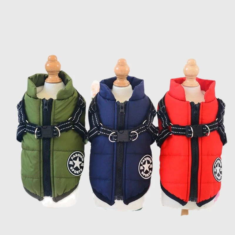 Manteau Doudoune Hiver Harnais Intégré Chien