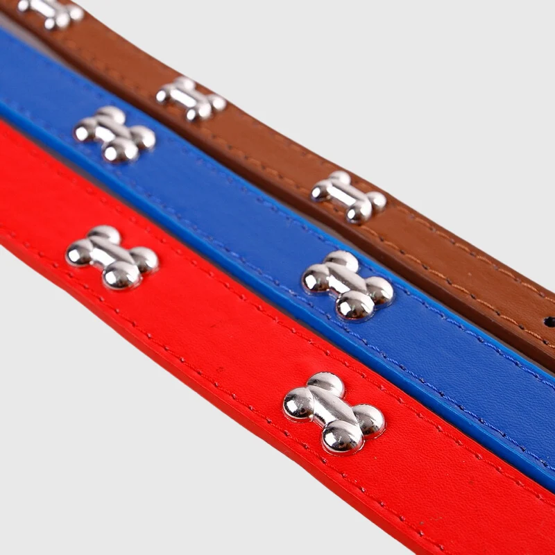 Collier Cuir Motif Os Gros Chien
