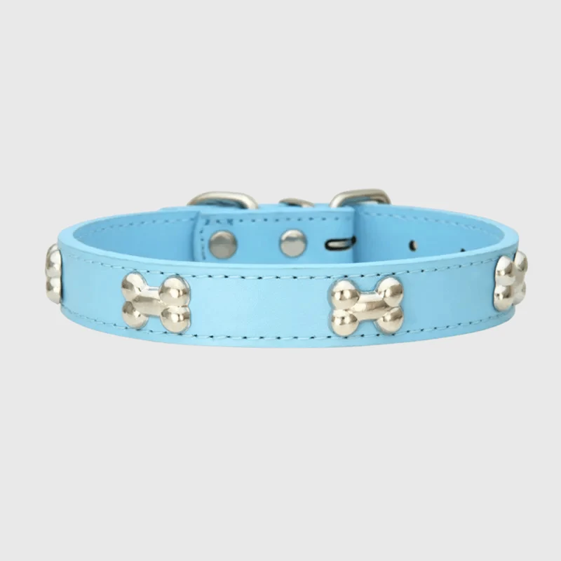 Collier Cuir Motif Os Gros Chien