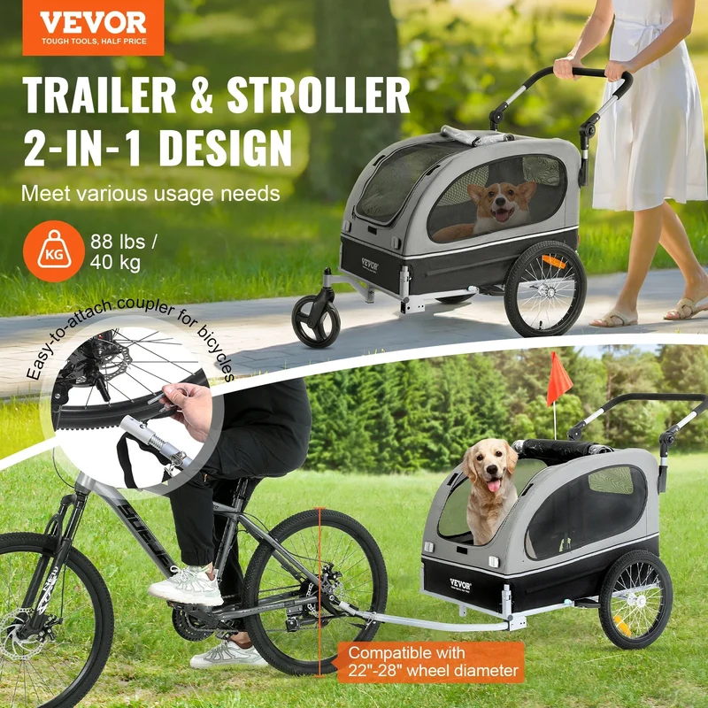 Remorque vélo chien pliable