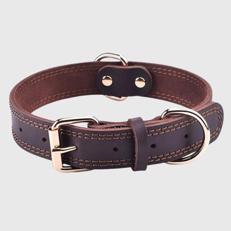 Collier Cuir Véritable Réglable Gros Chien