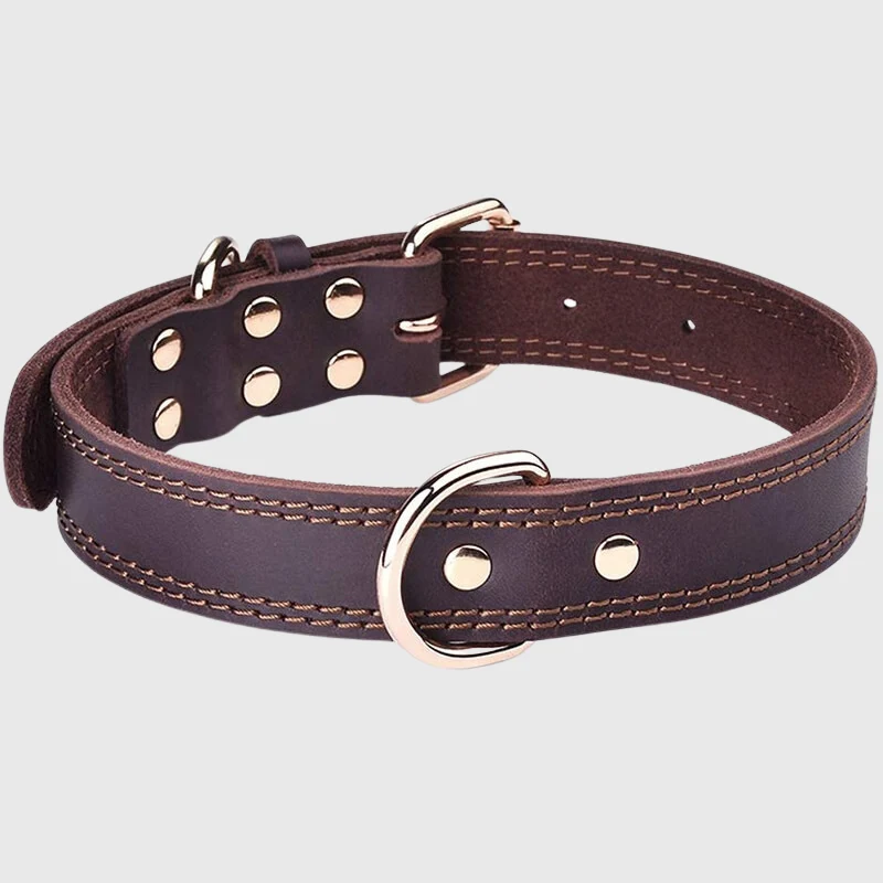 Collier Cuir Véritable Réglable Gros Chien