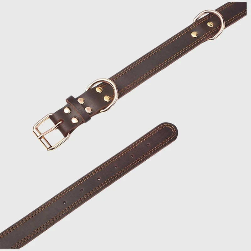 Collier Cuir Véritable Réglable Gros Chien