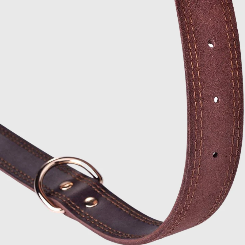 Collier Cuir Véritable Réglable Gros Chien