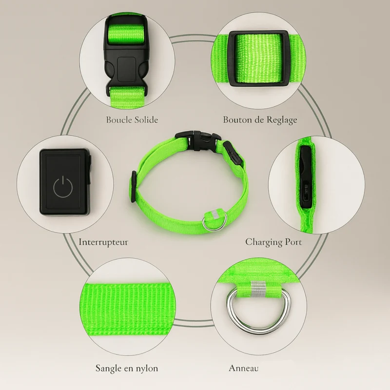 Collier LED Rechargeable USB Gros Chien