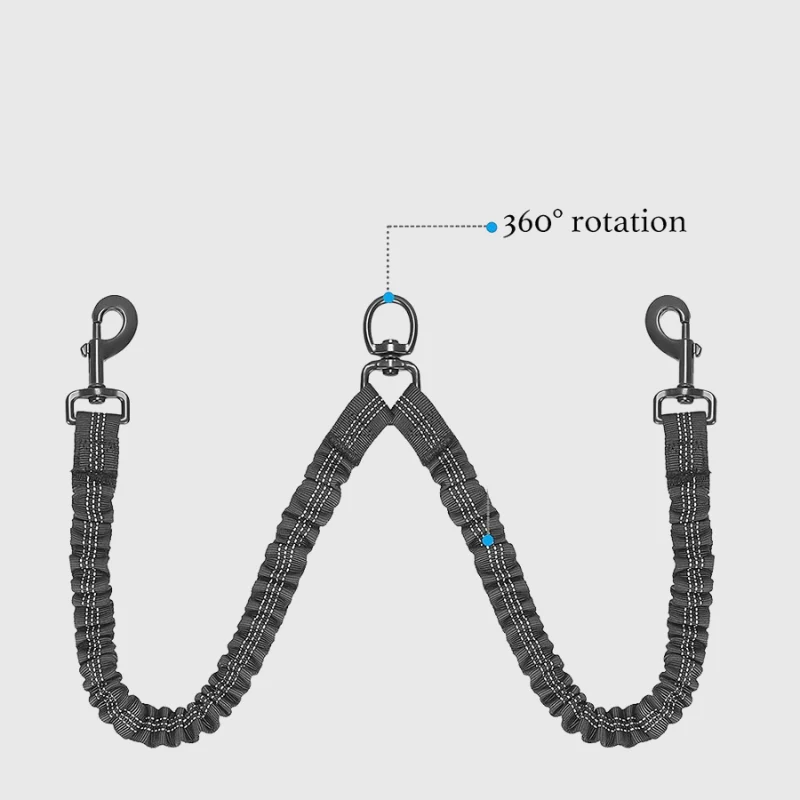 Laisse Double Anti-Enchevêtrement Nylon Gros Chien
