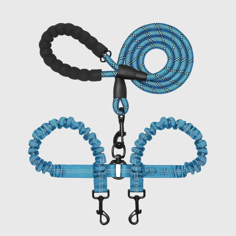 Laisse Double Anti-Enchevêtrement Nylon Gros Chien