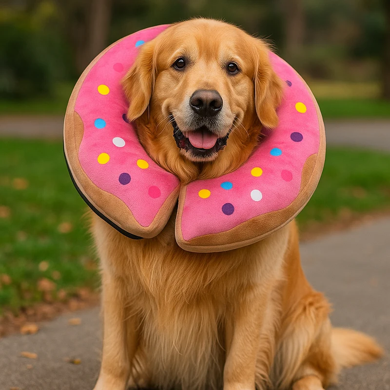 Collerette Donut Mousse Rose Post-Opératoire Chien