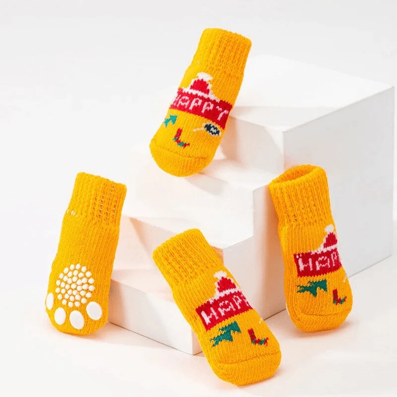 Chaussettes Antidérapantes Chien Orange