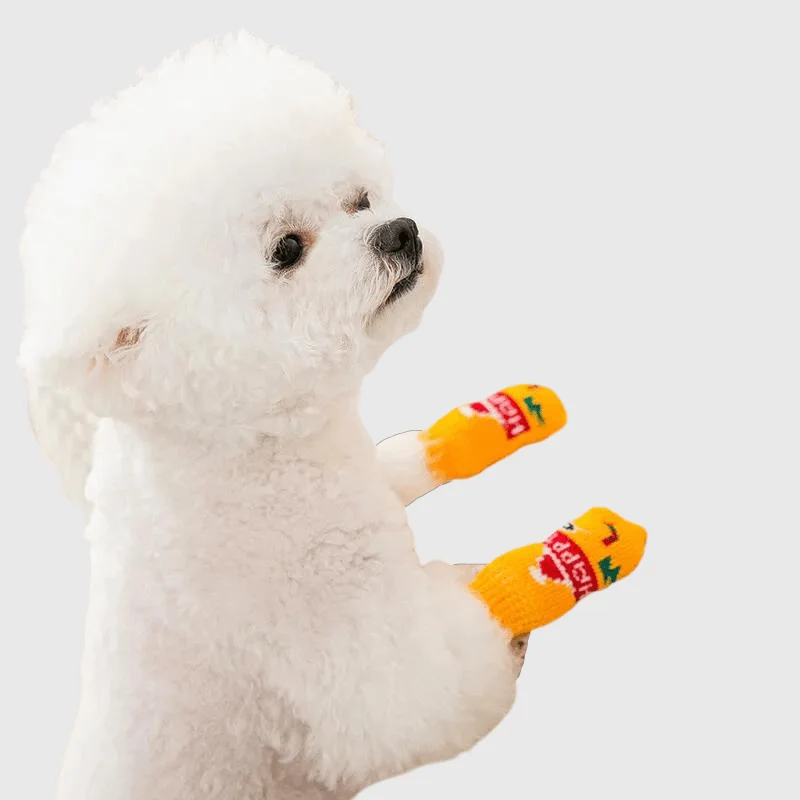 Chaussettes Antidérapantes Chien Orange
