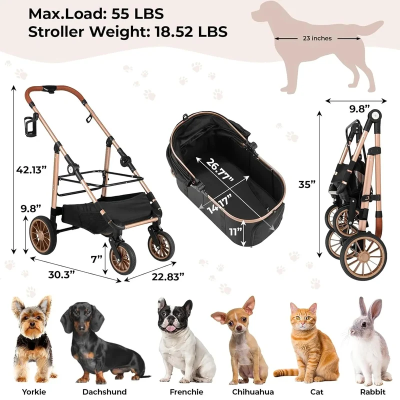 Poussette pour chien solide
