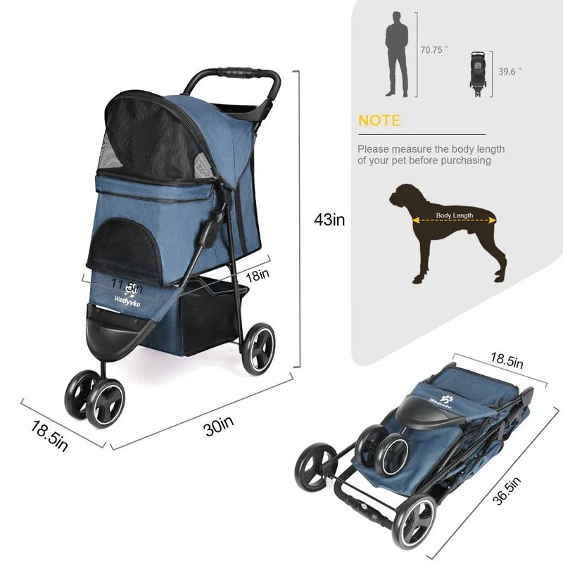 Poussette pour chien 3 roues