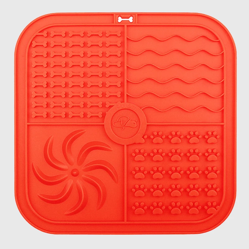 Tapis Léchage Silicone Carré 25cm Gros Chien