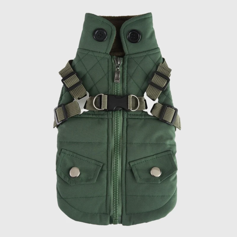 Manteau Fourré Gros Chien Harnais Intégré