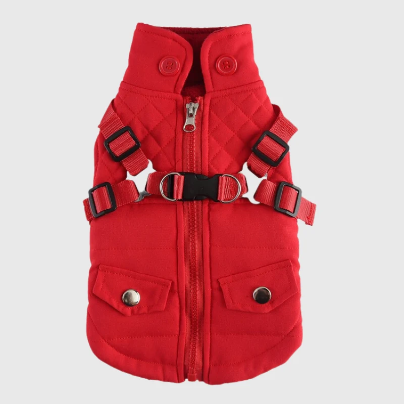 Manteau Fourré Gros Chien Harnais Intégré