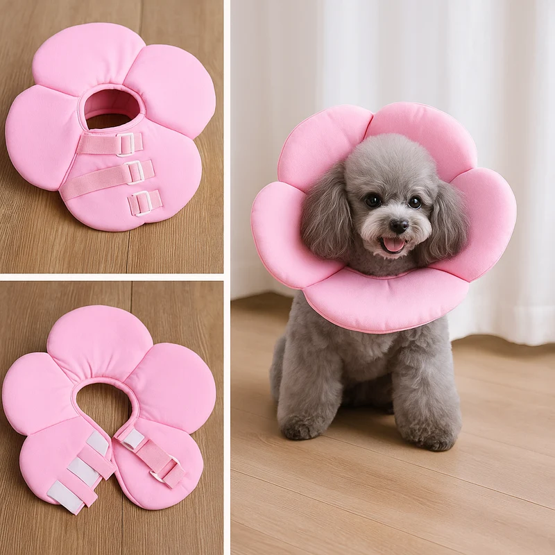Collerette Fleur Rose Souple Petit Chien