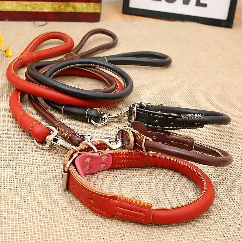 Collier Laisse en Cuir Rond