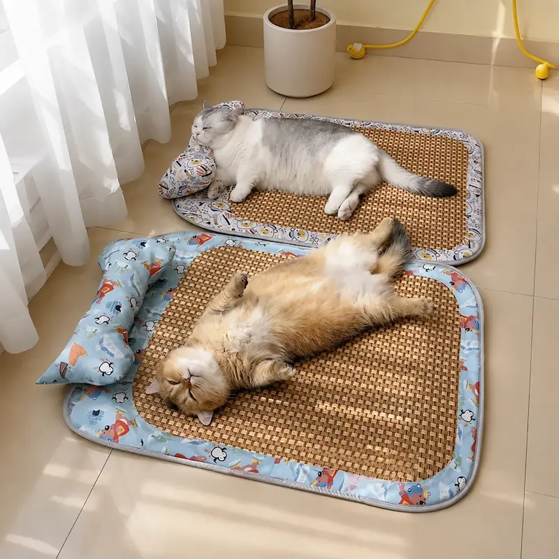 Tapis rafraîchissant tressé à la main – Naturel | CatLoom