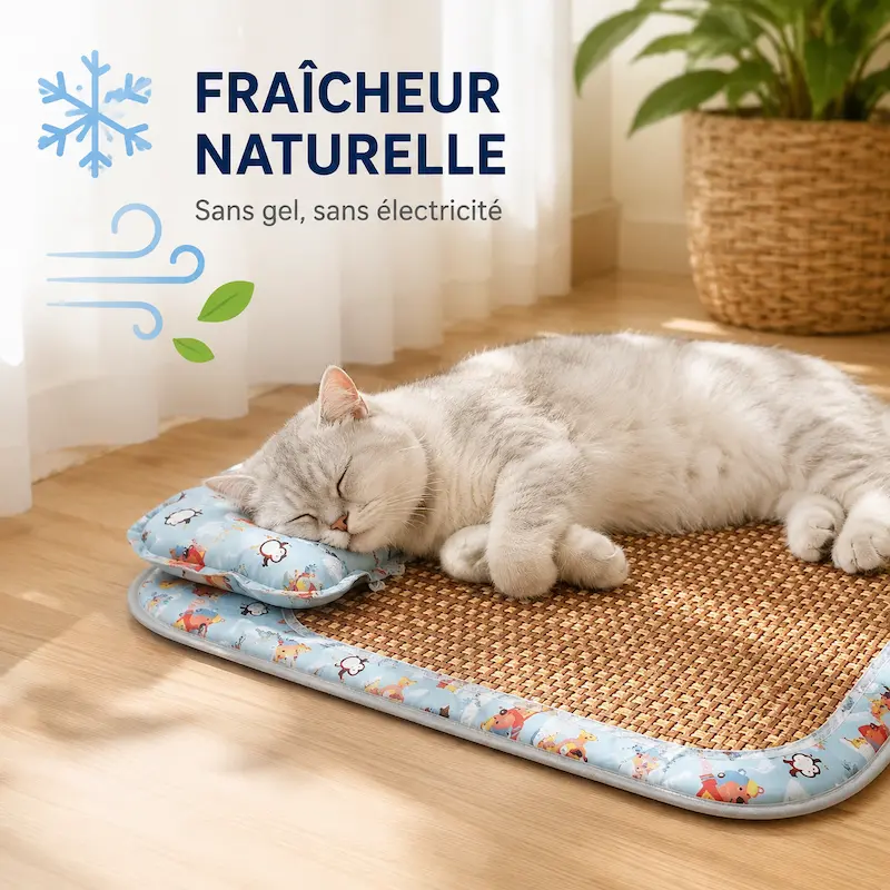 Tapis rafraîchissant tressé à la main – Naturel | CatLoom