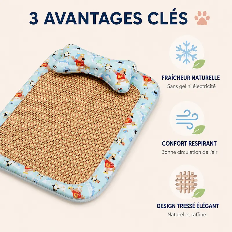 Tapis rafraîchissant tressé à la main – Naturel | CatLoom