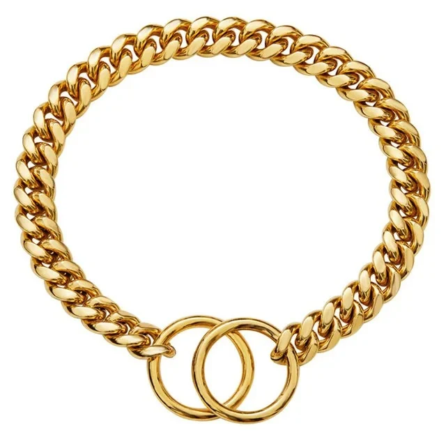 Collier pour chien en métal or