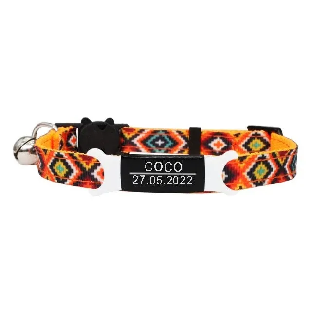 Collier pour chat ethnique gravé