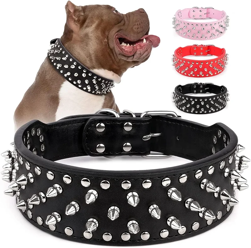 Collier Simili Cuir Clouté Pitbull Mastiff