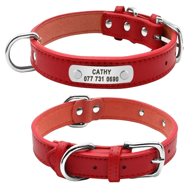 Collier en cuir avec plaque à personnaliser