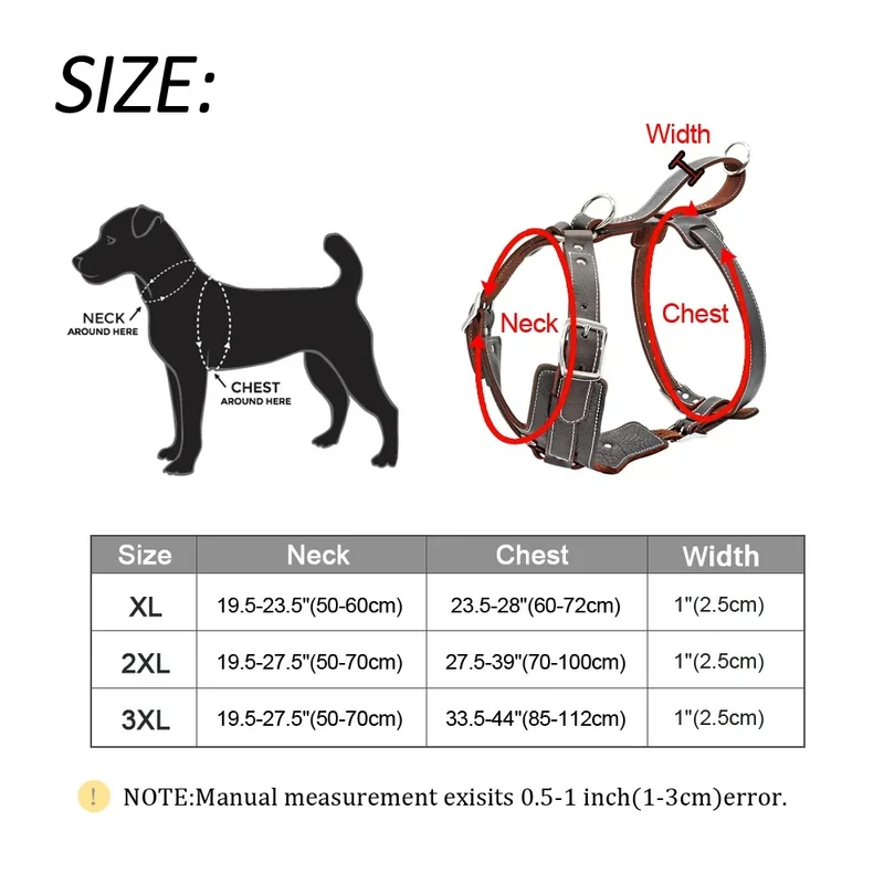 Harnais pour chien en cuir véritable