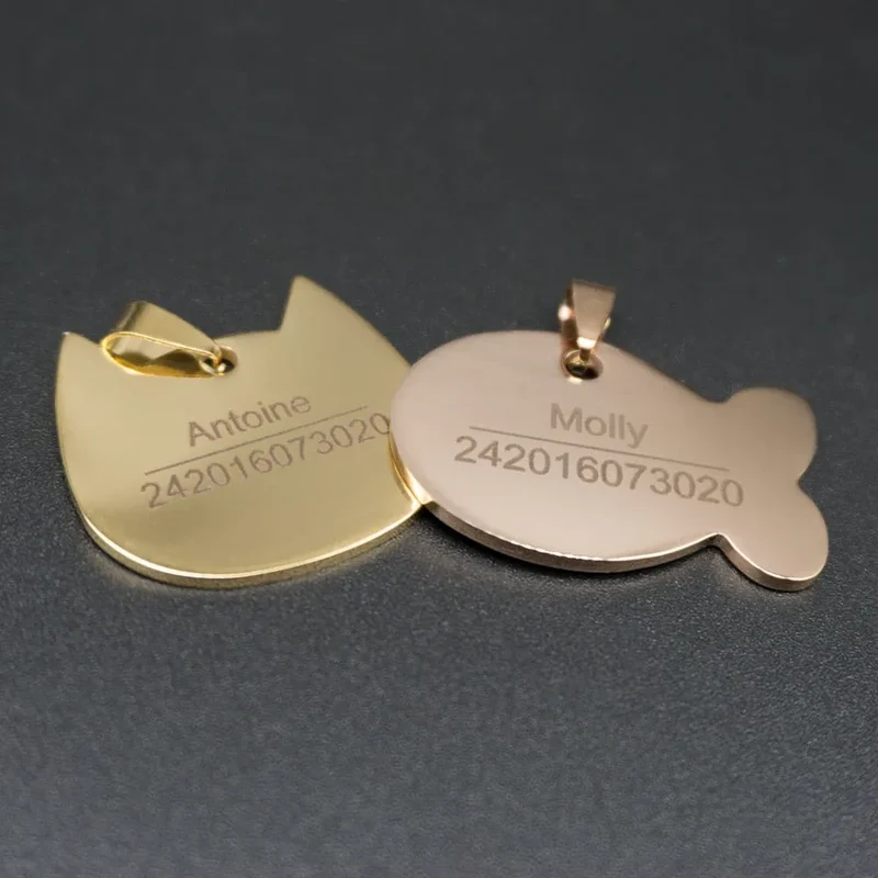 Médaille gravée motif poisson ou chat