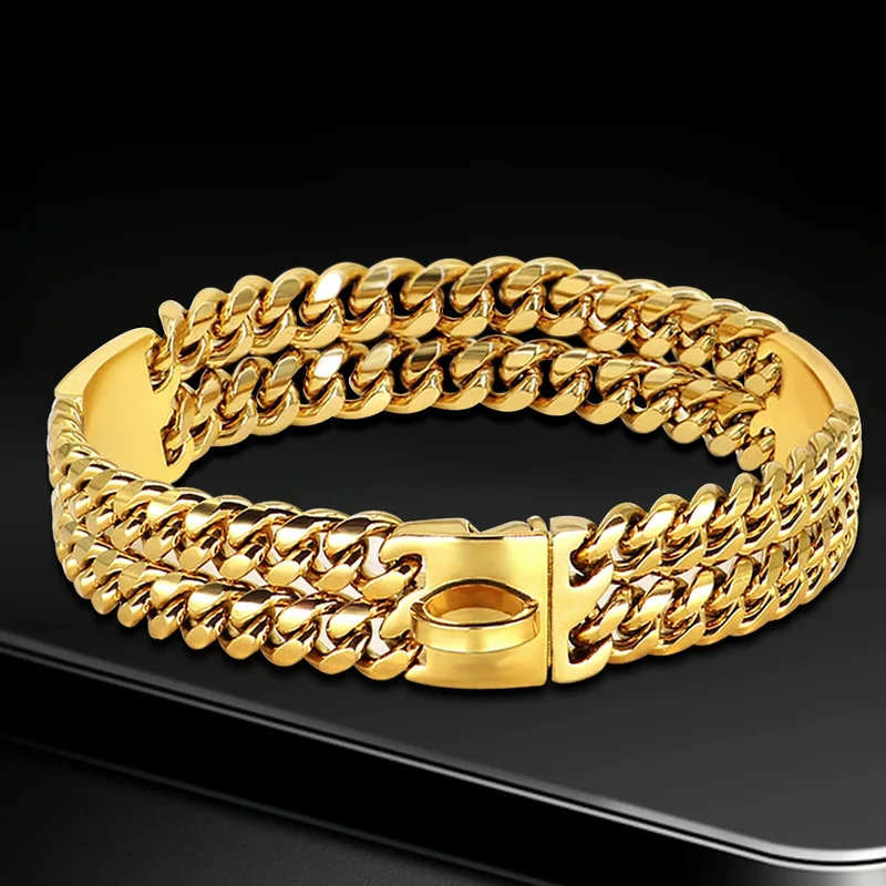 Collier Chaîne Inox Doré Gros Chien Pitbull