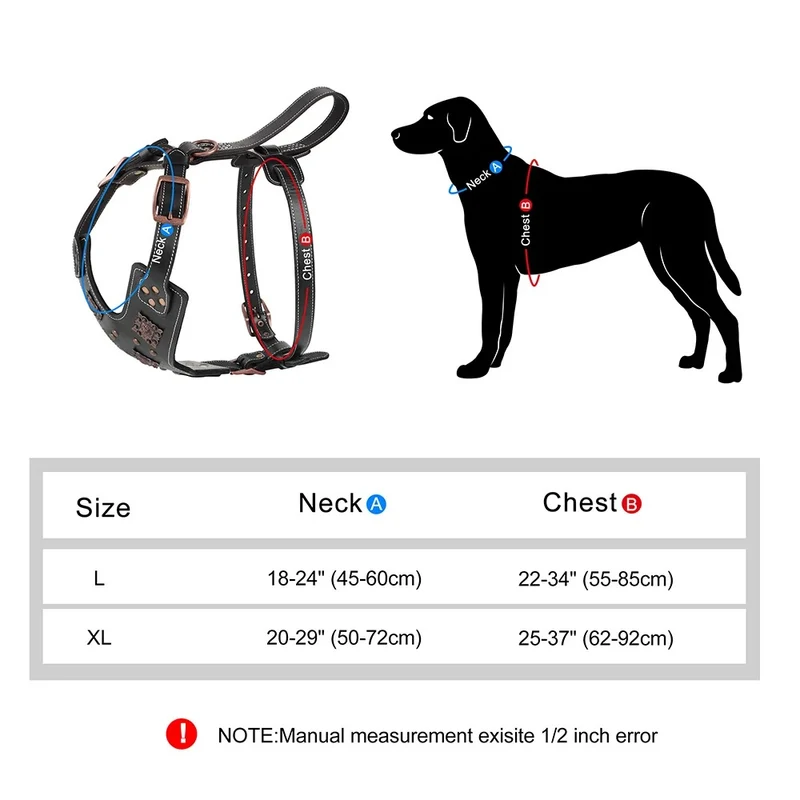 Harnais en cuir véritable pour chien