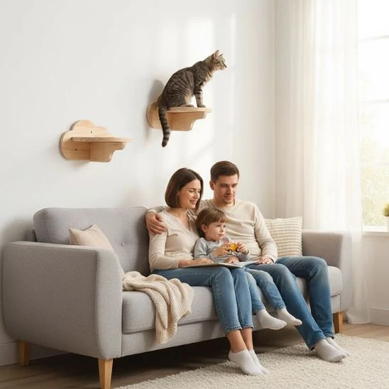 ARBRE A CHAT NUAGE MURAL BOIS