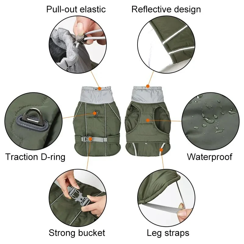 Manteau chien col réfléchissant