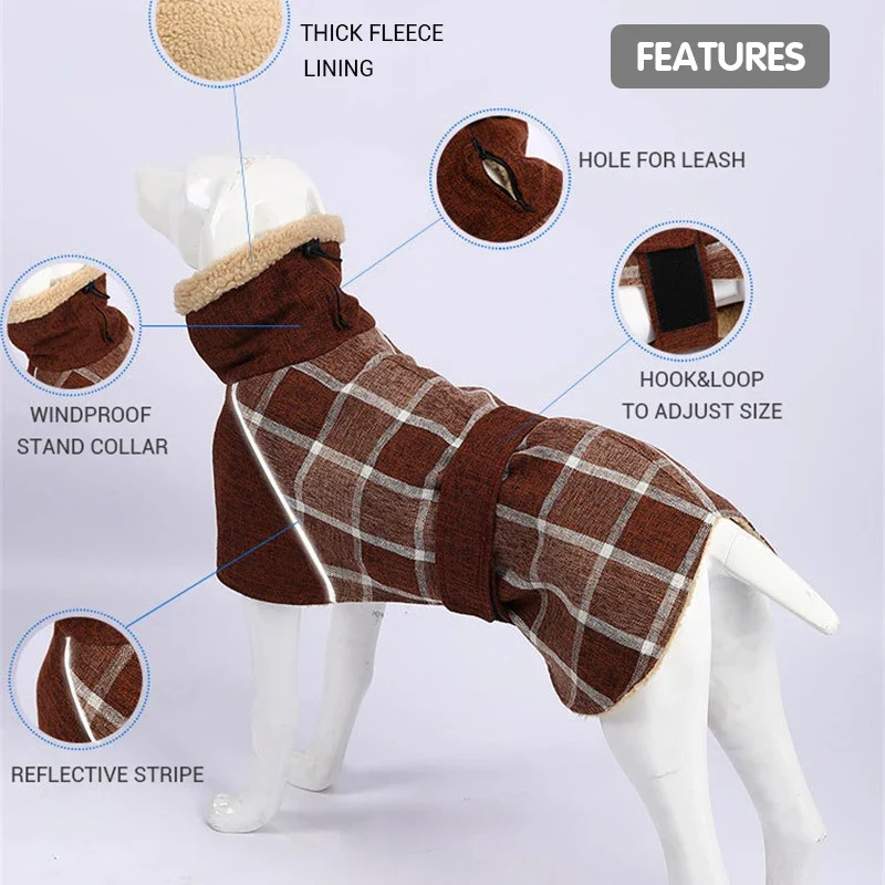 Manteau Carreaux Réfléchissant Hiver Gros Chien