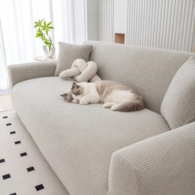 Housse de canapé chat extensible velours – Côtelia