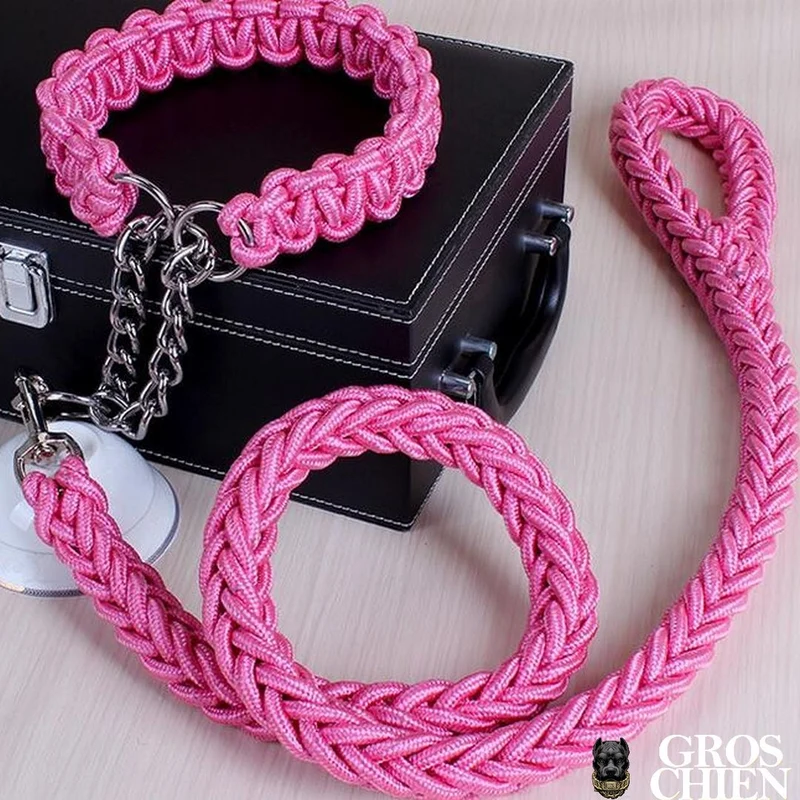 COLLIER + LAISSE "PINK ARMY"