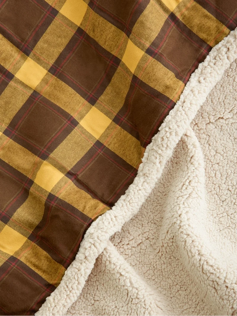 Plaid pour chien - Tartan moutarde et sherpa - Cafide